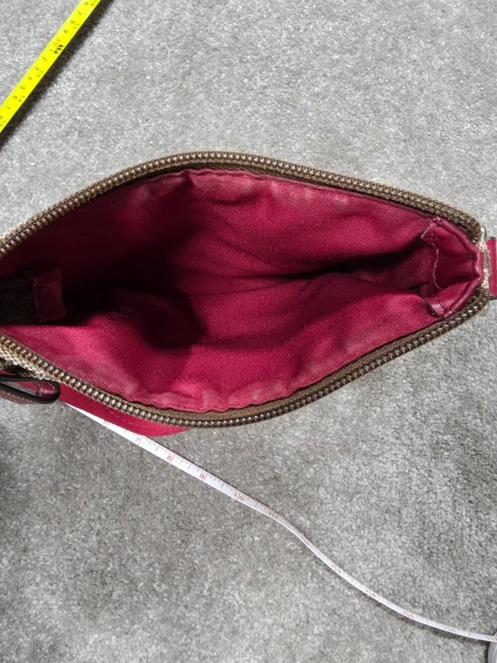 Coach Signature Swingpack Crossbody Bag Khaki & Red Adjustable Strap - Picture 6 of 11